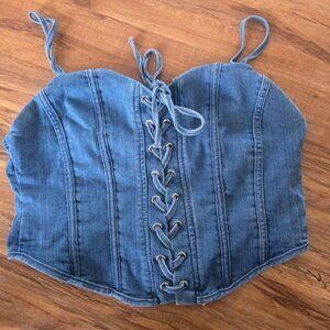 Denim Lace-Up Corset Top